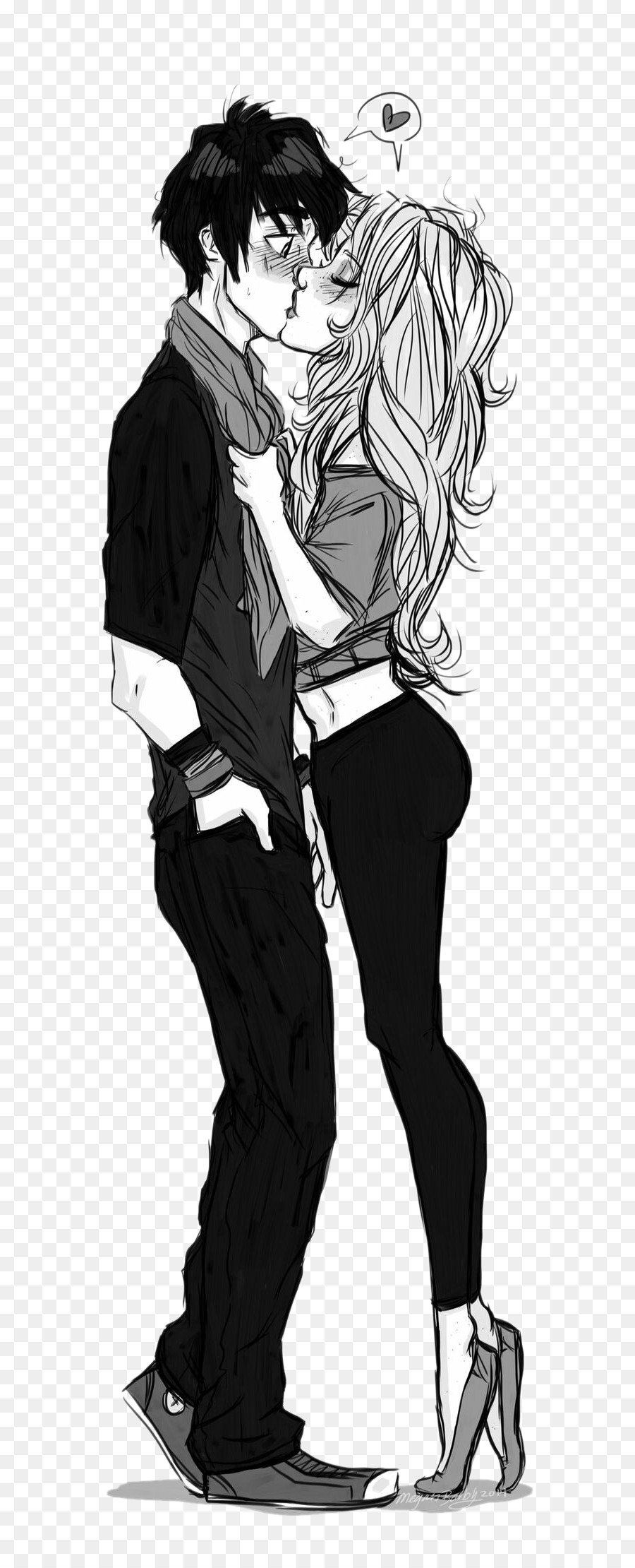 900x2220 Drawing Kiss Love Cartoon Sketch - Couple Cartoon Sketch