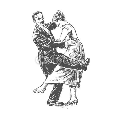 400x400 Private Dancers. Couple Dancing. Vintage Vector Lineart Engraving - Couple Dancing Sketch