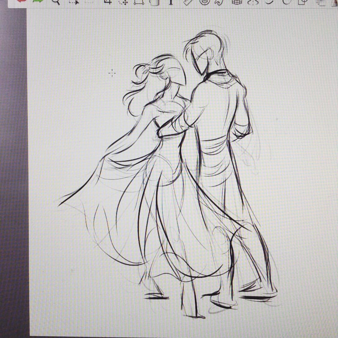 1080x1080 Sketching In @autodesksketchbook - Couple Dancing Sketch