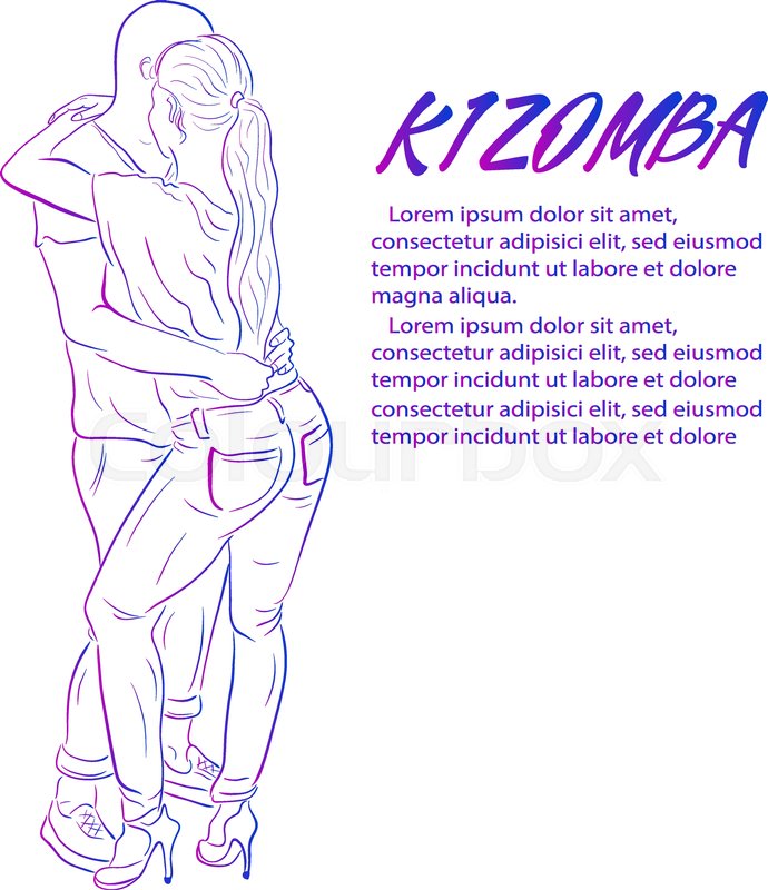 690x800 Young Couple Dancing Kizomba Together Vector Draw. Social Latin - Couple Dancing Sketch