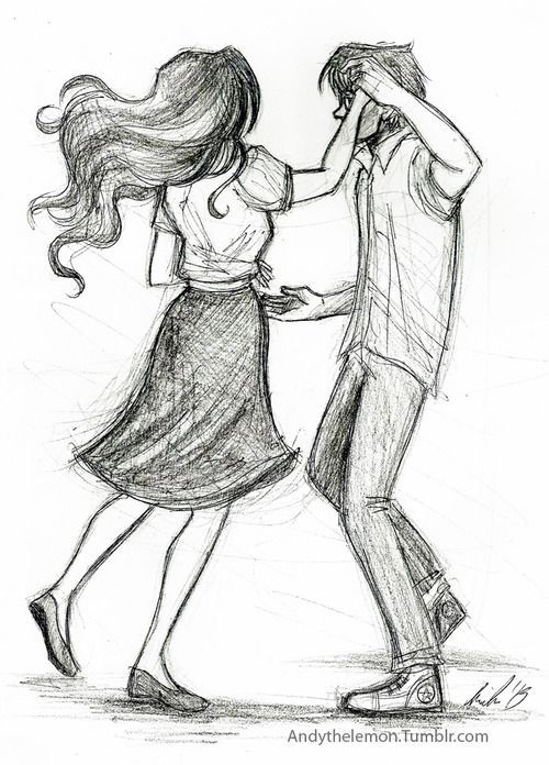 500x696 Dancing Couple Simple Sketch - Couple Dancing Sketch