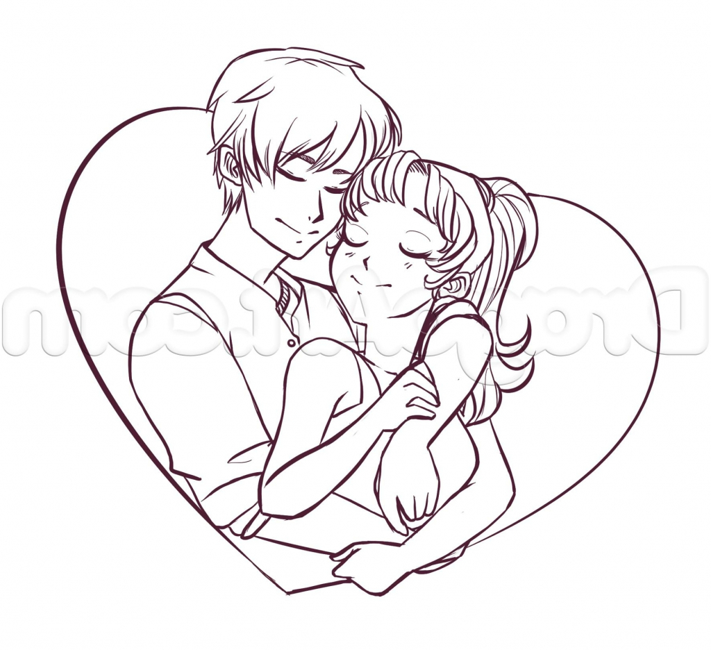 1024x936 Pencil Drawing Cartoon Couples Pics Pencil Sketch Cartoon Picture - Couple Pencil Sketch