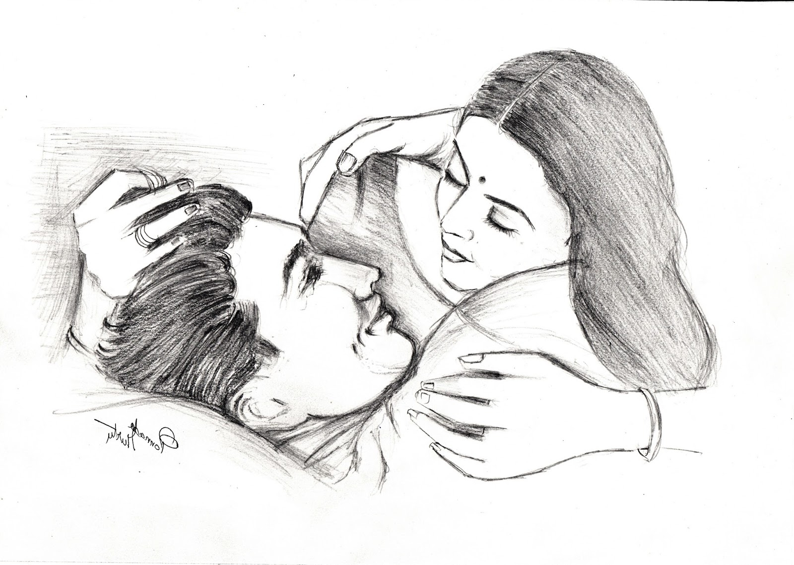 1600x1138 Best Simple Pencil Painting Simple Pencil Sketch Drawing Best - Couple Pencil Sketch