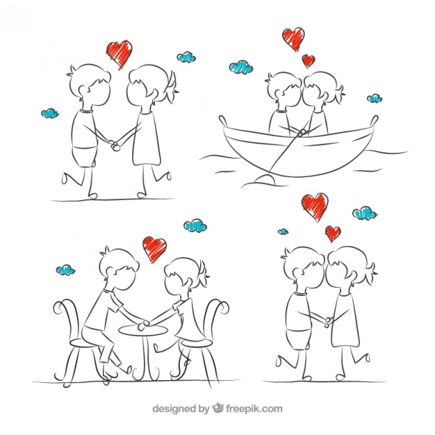626x626 Sketches Romantic Couple In Love Vector Free Download - Couple Sketch