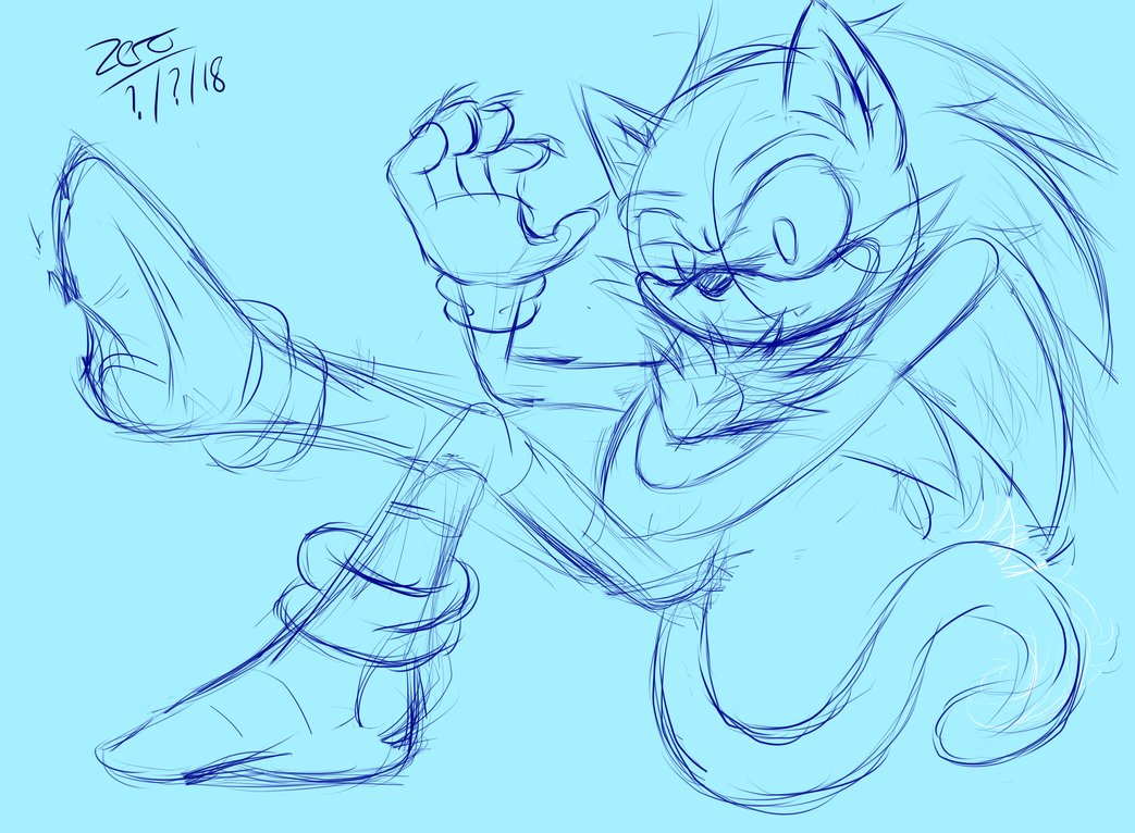 1043x766 Cat Sonic (Sketch Drawing) By Zero Sassy - Couple Sketch Drawing