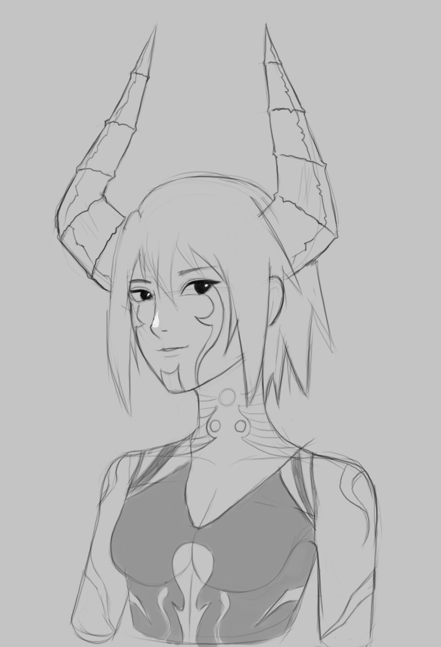 900x1320 Demon Girl Sketch - Couple Sketch Images