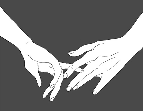 500x389 Art, Black, Boy, Couple, Draw, Girl, Grunge, Hand, Hands, Hold - Couple Sketch Tumblr