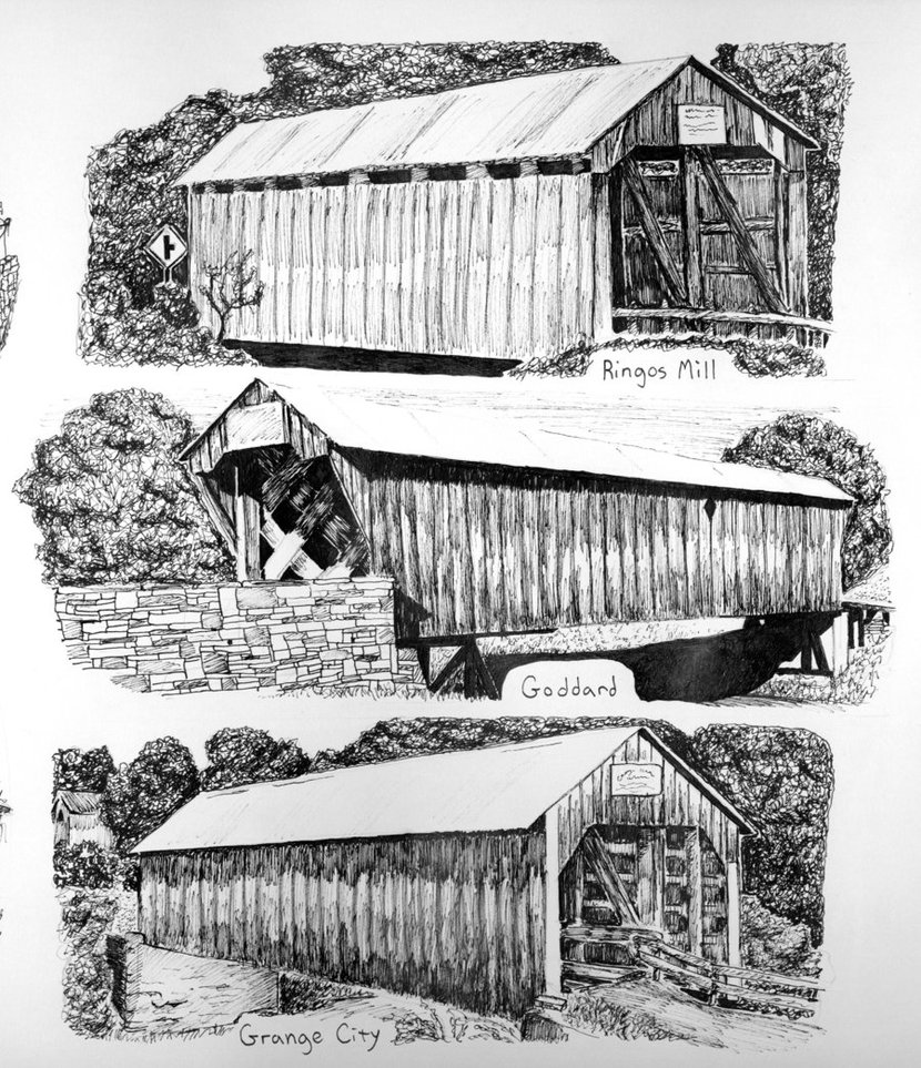 Covered Bridge Sketches at Explore collection of