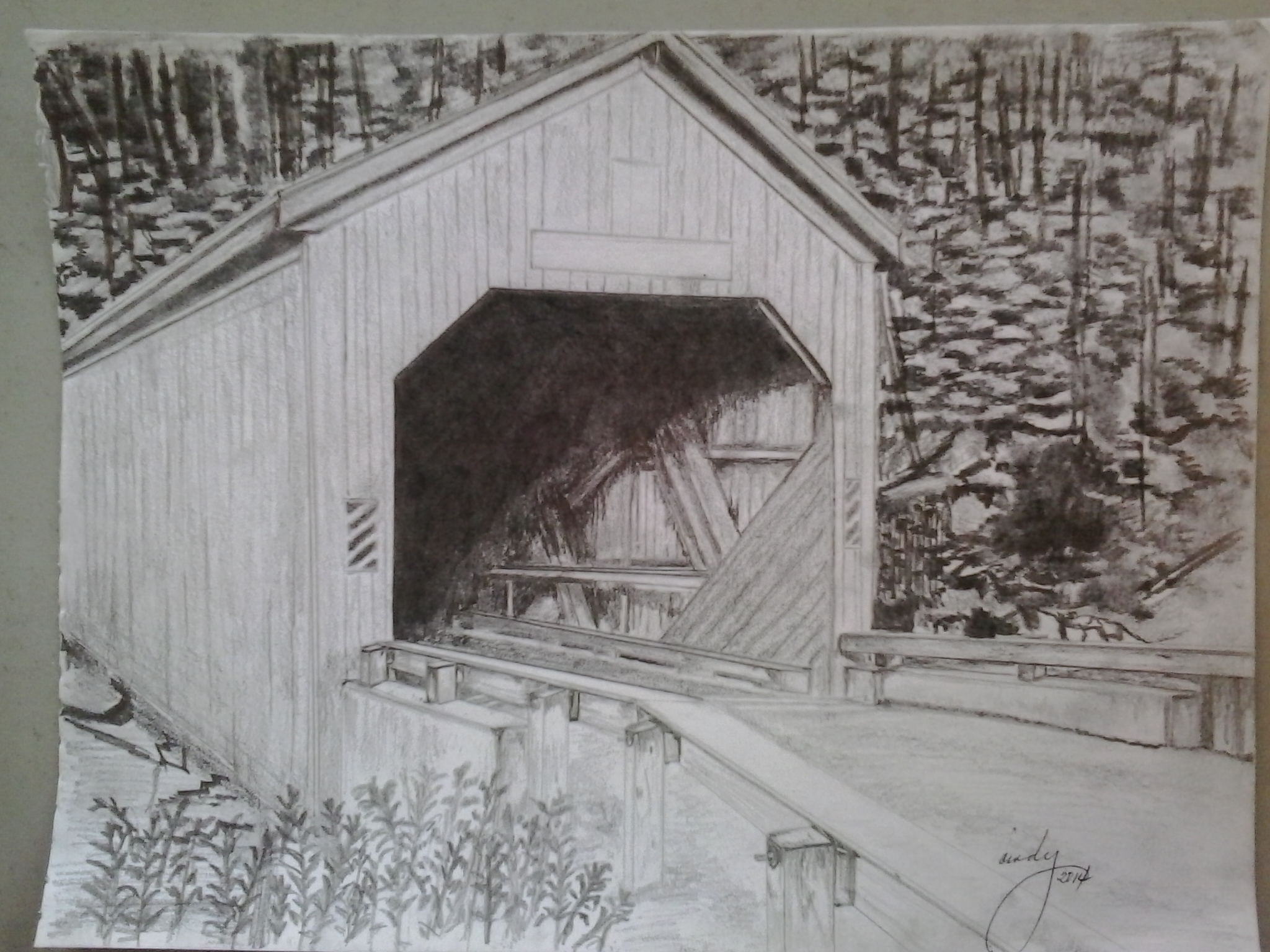 2048x1536 Pencil Sketches Artnwords.ca - Covered Bridge Sketches