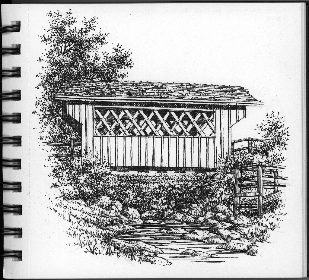 1024x929 Salem Shotwell Covered Bridge Went Home This Past Weekend - Covered Bridge Sketches