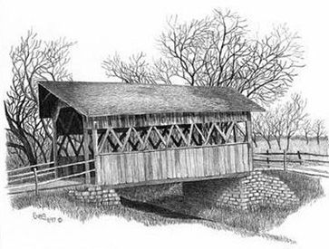 363x275 Covered Bridge Vintage New England Sketches - Covered Bridge Sketches