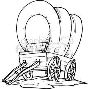 300x300 Royalty Free Antique Wooden Covered Wagon 372145 Vector Clip Art - Covered Wagon Sketch