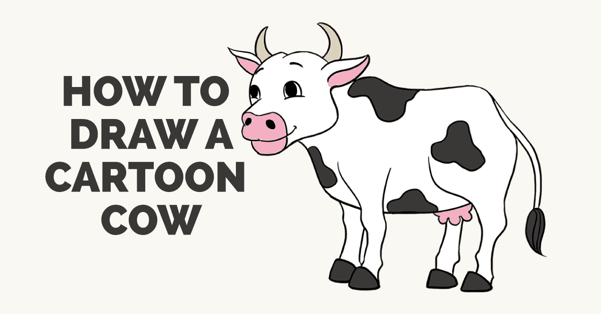 1200x628 How To Draw A Cartoon Cow In A Few Easy Steps Easy Drawing Guides - Cow And Calf Sketch