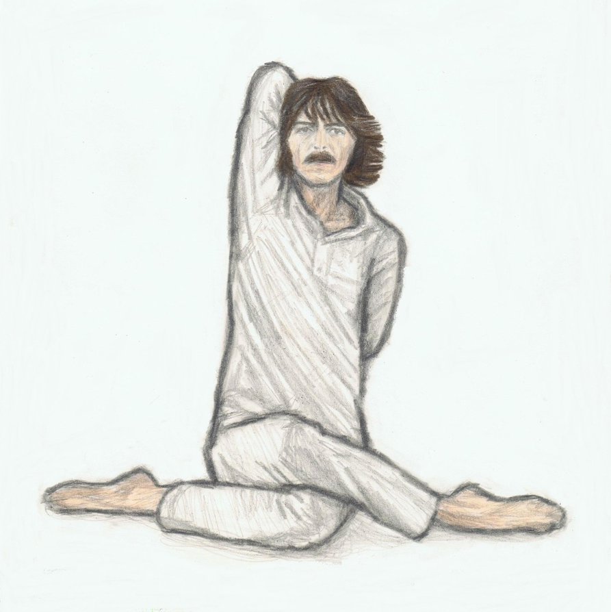 893x894 George Harrison Doing Yoga (Cow Face Pose) By Gagambo - Cow Face Sketch