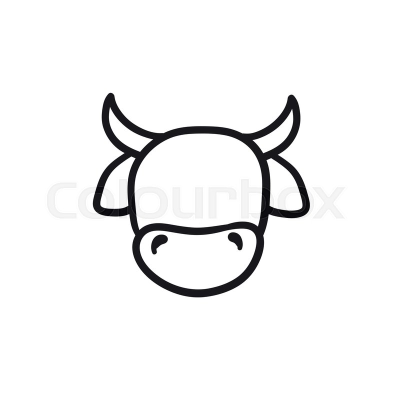 800x800 Cow Head Vector Sketch Icon Isolated On Background. Hand Drawn Cow - Cow Head Sketch