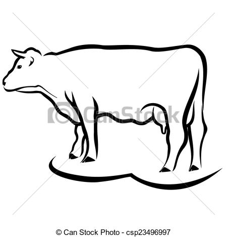 450x469 Cow Sketch. Vector Illustration Cow On A White Background. - Cow Sketch