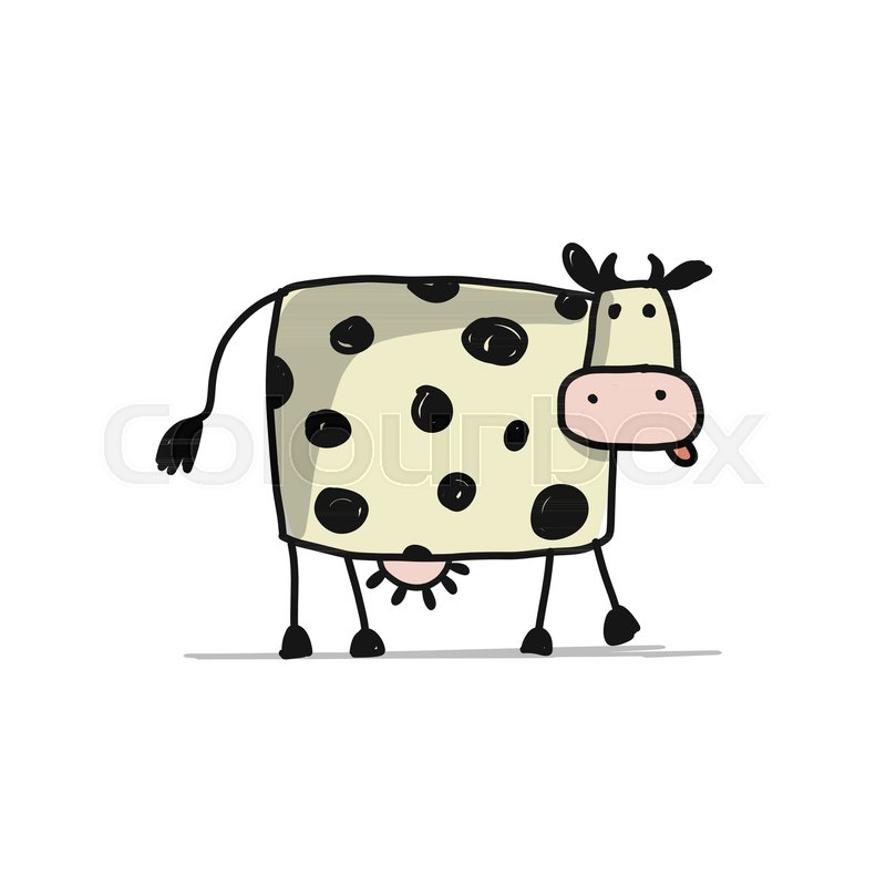 800x800 Funny Cow, Sketch For Your Design. Vector Illustration Stock - Cow Sketch
