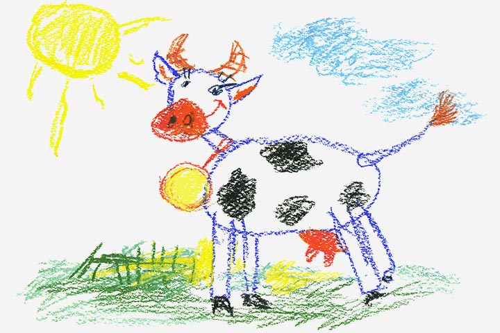 720x480 Gallery Kids Drawing Of A Cow, - Cow Sketch For Kids