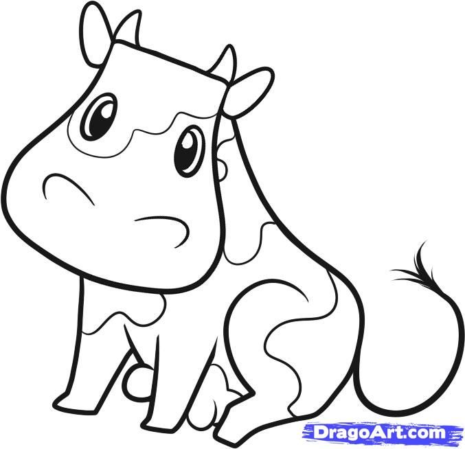 677x654 How To Draw A Cow For Kids, Step By Step, Animals For Kids - Cow Sketch For Kids