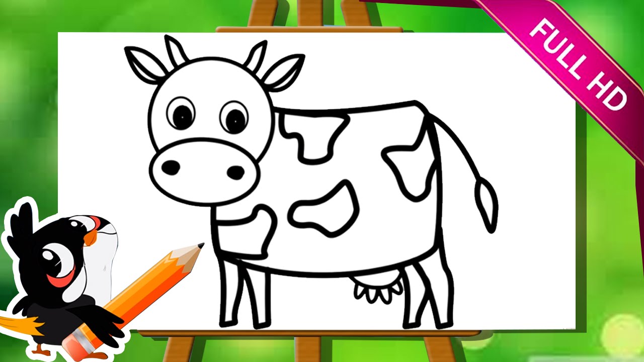 1280x720 Learn How To Draw A Cow How To Draw Animals Easy Step By Step - Cow Sketch For Kids