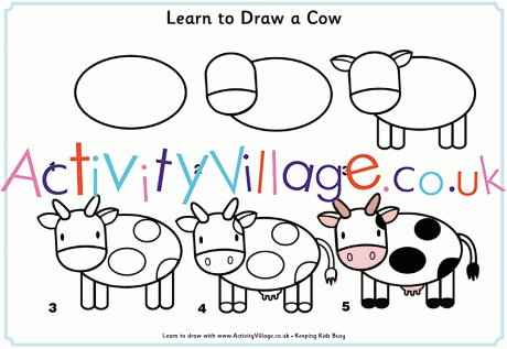 460x317 Learn To Draw A Cow - Cow Sketch For Kids