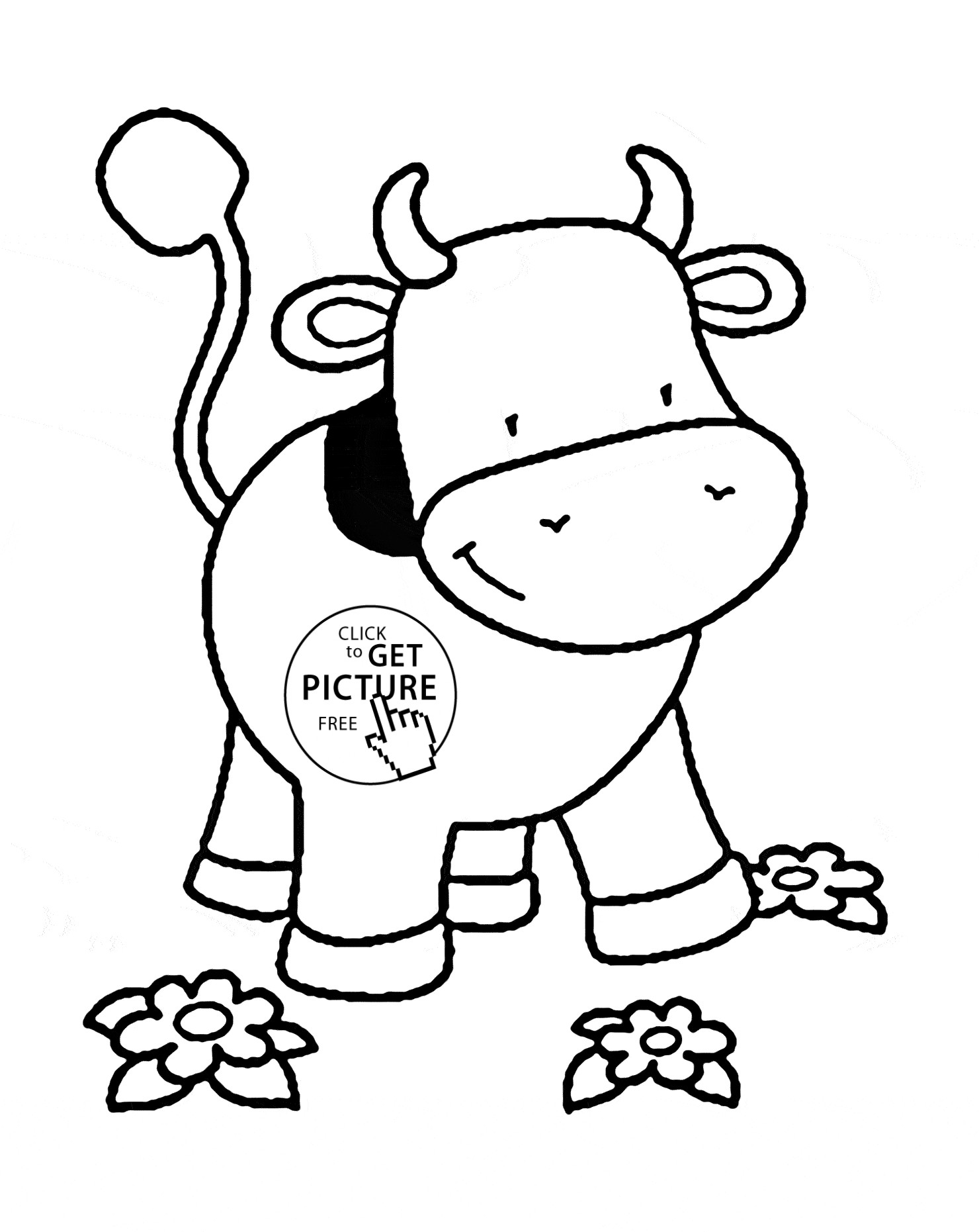 1480x1861 Small Drawings For Kids Refrence Small Cow Coloring - Cow Sketch For Kids