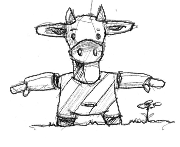 735x600 Robo Cow. Nature. Drawings. Pictures. Drawings Ideas For Kids - Cow Sketch For Kids