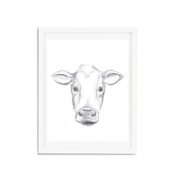 570x594 Cow Sketch Etsy - Cow Sketch Images