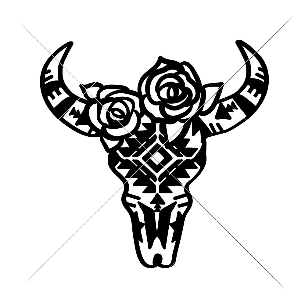 1000x1000 Aztec Clipart Cow Skull ~ Frames ~ Illustrations ~ Hd Images - Cow Skull Sketch