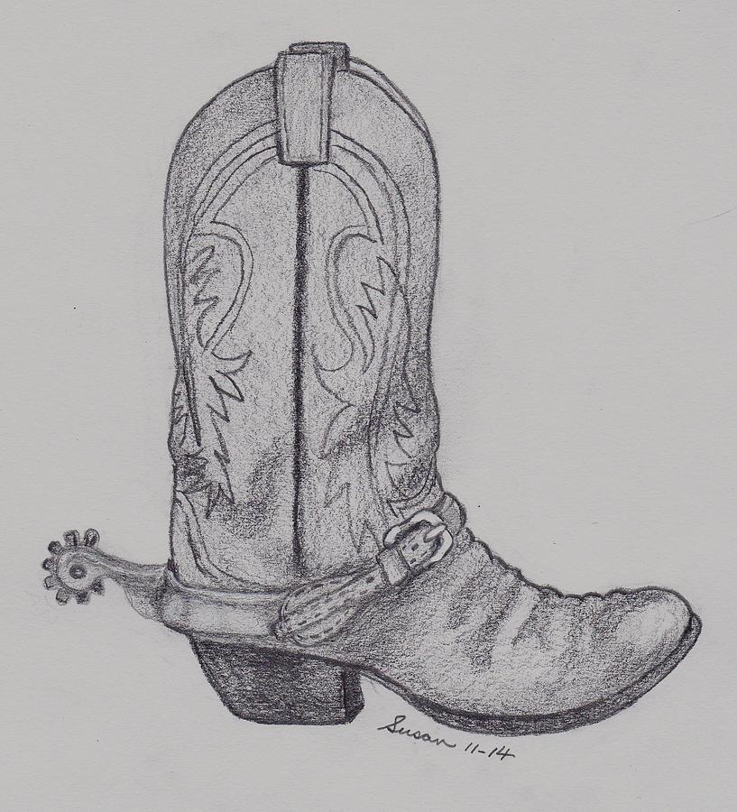 817x900 Cowboy Boot And Spur Painting By Susan Snodgrass - Cowboy Boot Sketch