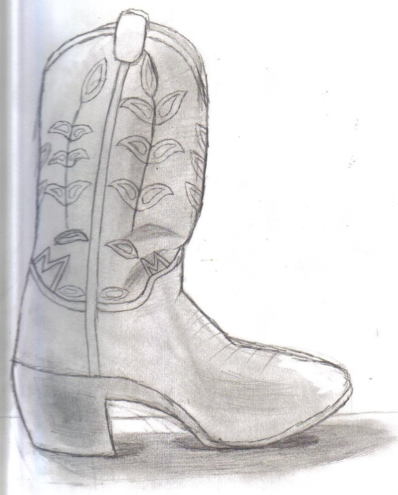 802x996 Cowboy Boot Pencil Sketch By Californiahunt24 - Cowboy Boot Sketch
