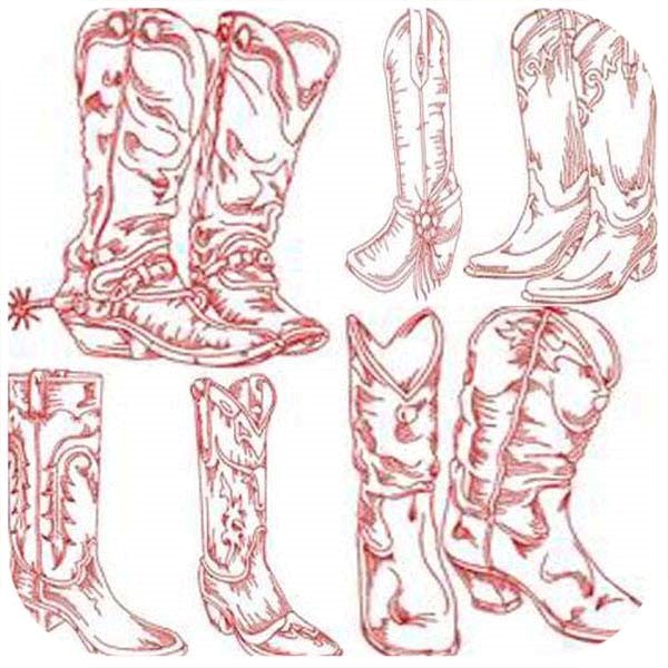 600x600 Stitch Delight Ds1287 Rw Cowboy Boots All Design Sets Ds1287 - Cowboy Boot Sketch