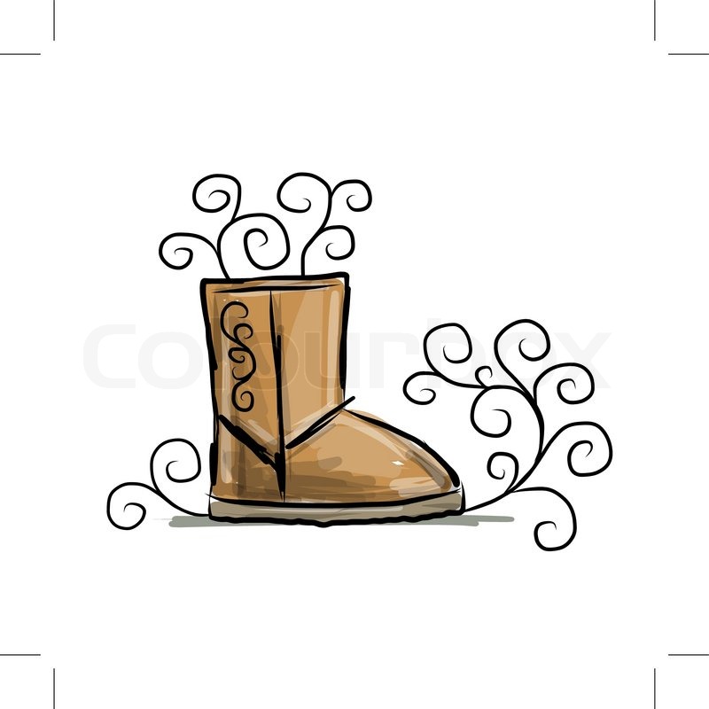 800x800 Winter Boots Ugg, Sketch For Your Design Stock Vector Colourbox - Cowboy Boot Sketch