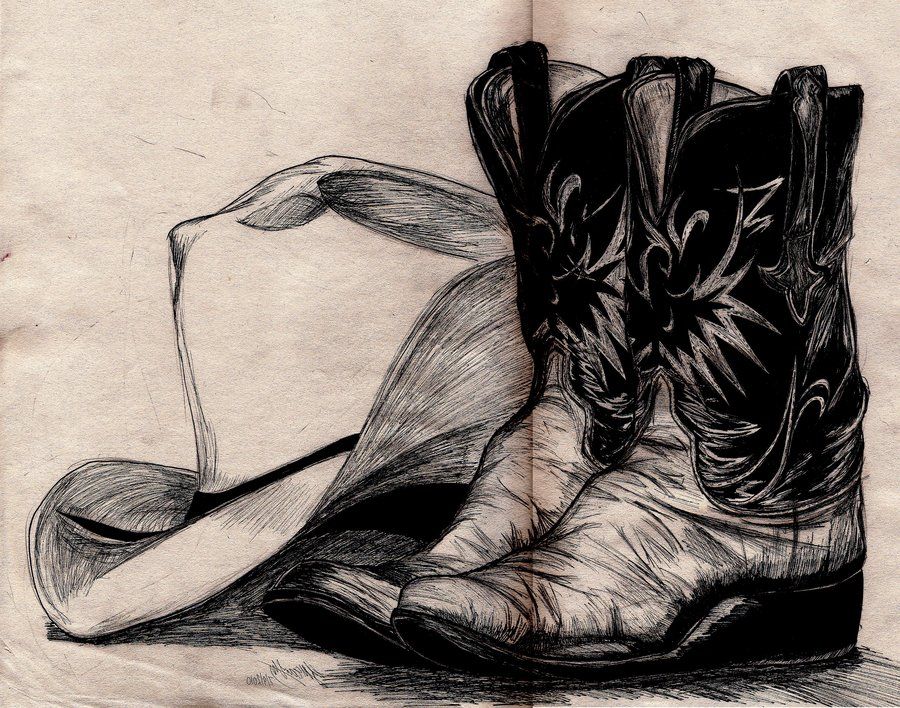 900x708 Drawings Of Cowboy Boots Cowboy Hat And Boots By ~pocketdreams - Cowboy Boot Sketch