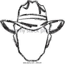 227x222 Portrait Man In Cowboy Hat. Sketch Vector Illustration Hats Off - Cowboy Hat Sketch