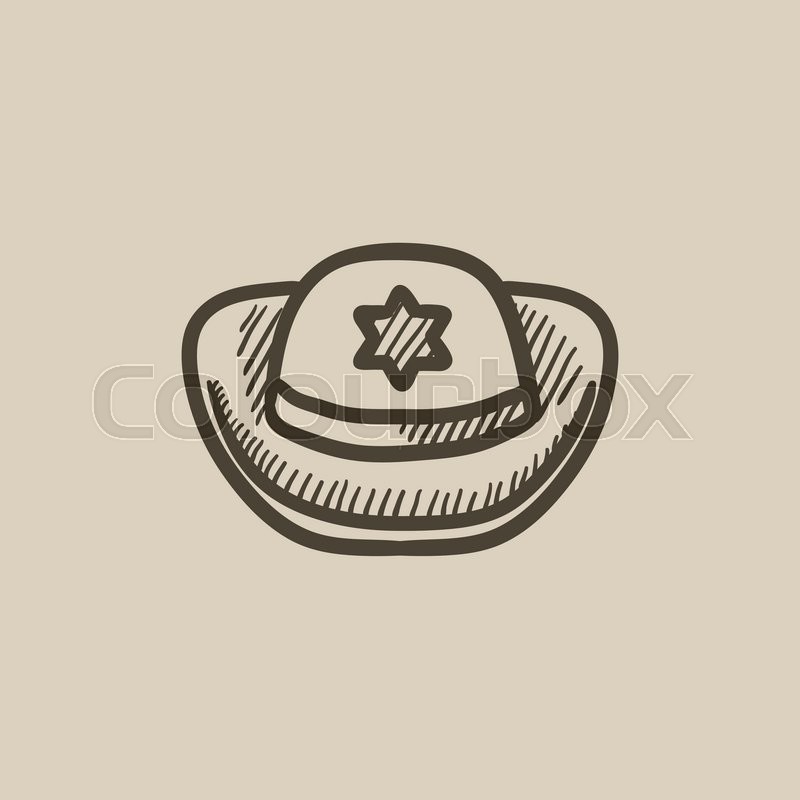 800x800 Sheriff Hat Vector Sketch Icon Isolated On Background. Hand Drawn - Cowboy Hat Sketch