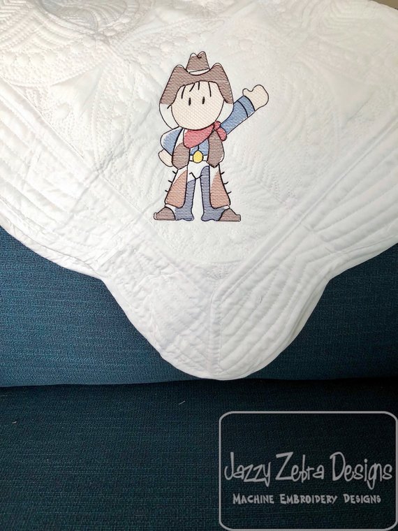 570x760 Cowboy Sketch Embroidery Design Boy Sketch Embroidery Design Etsy - Cowboy Sketch