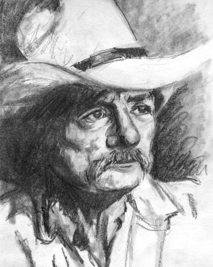 719x900 Cowboy In Hat Sketch Drawing By Kate Sumners - Cowboy Sketch