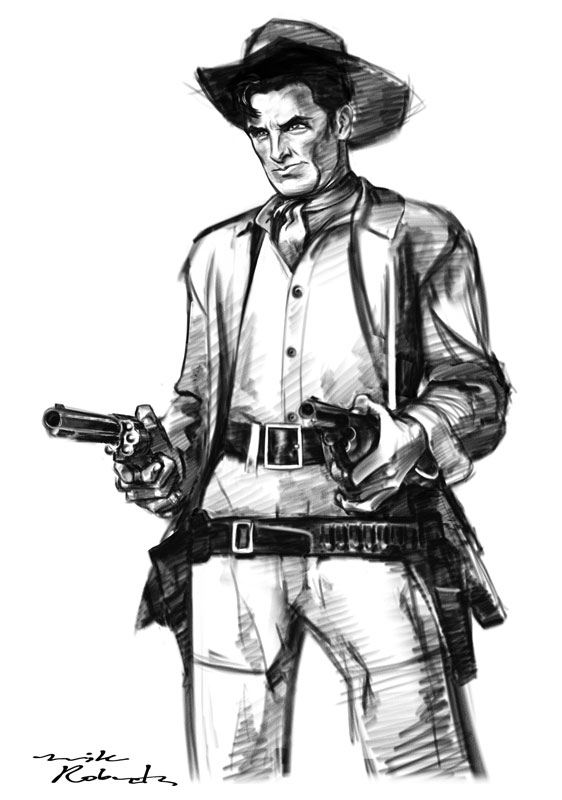 562x800 James Best Cowboy Sketch By Mikeyroberts - Cowboy Sketch Drawings