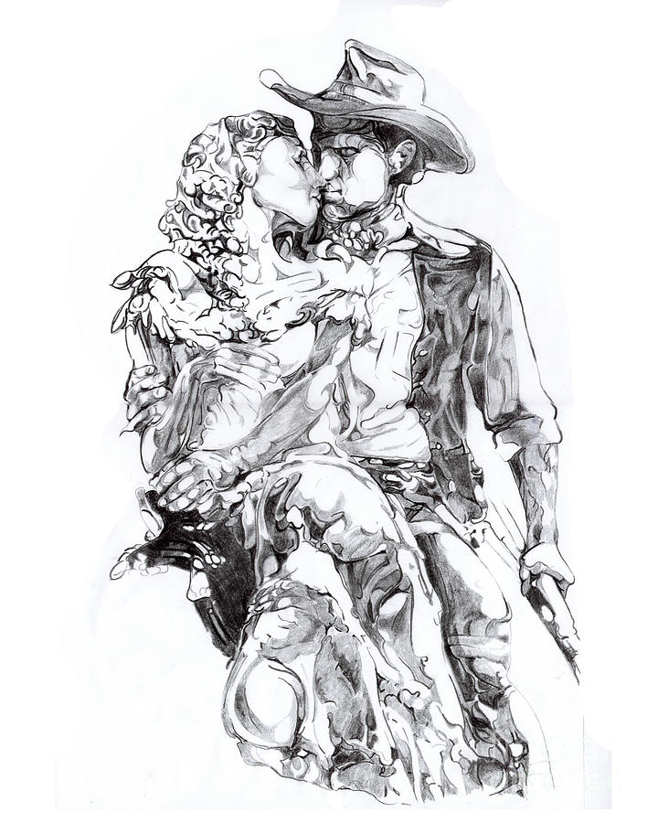 720x900 Cowboy Drawing By Mike Massengale - Cowboy Sketch Drawings
