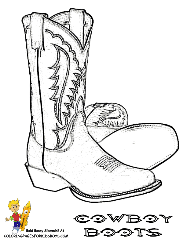 612x792 Cowboy Boots Coloring - Cowgirl Boots Sketch