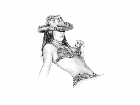 450x337 Cowgirl Sketch.. - Cowgirl Sketch