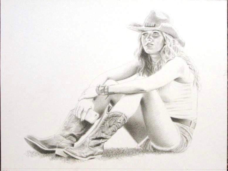 777x586 Drawing Final Cowgirl - Cowgirl Sketch