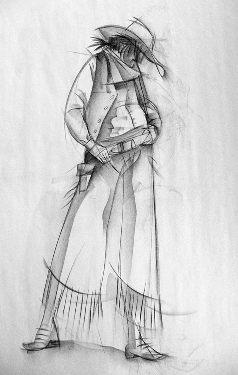 477x750 Gesture Drawing - Cowgirl Sketch