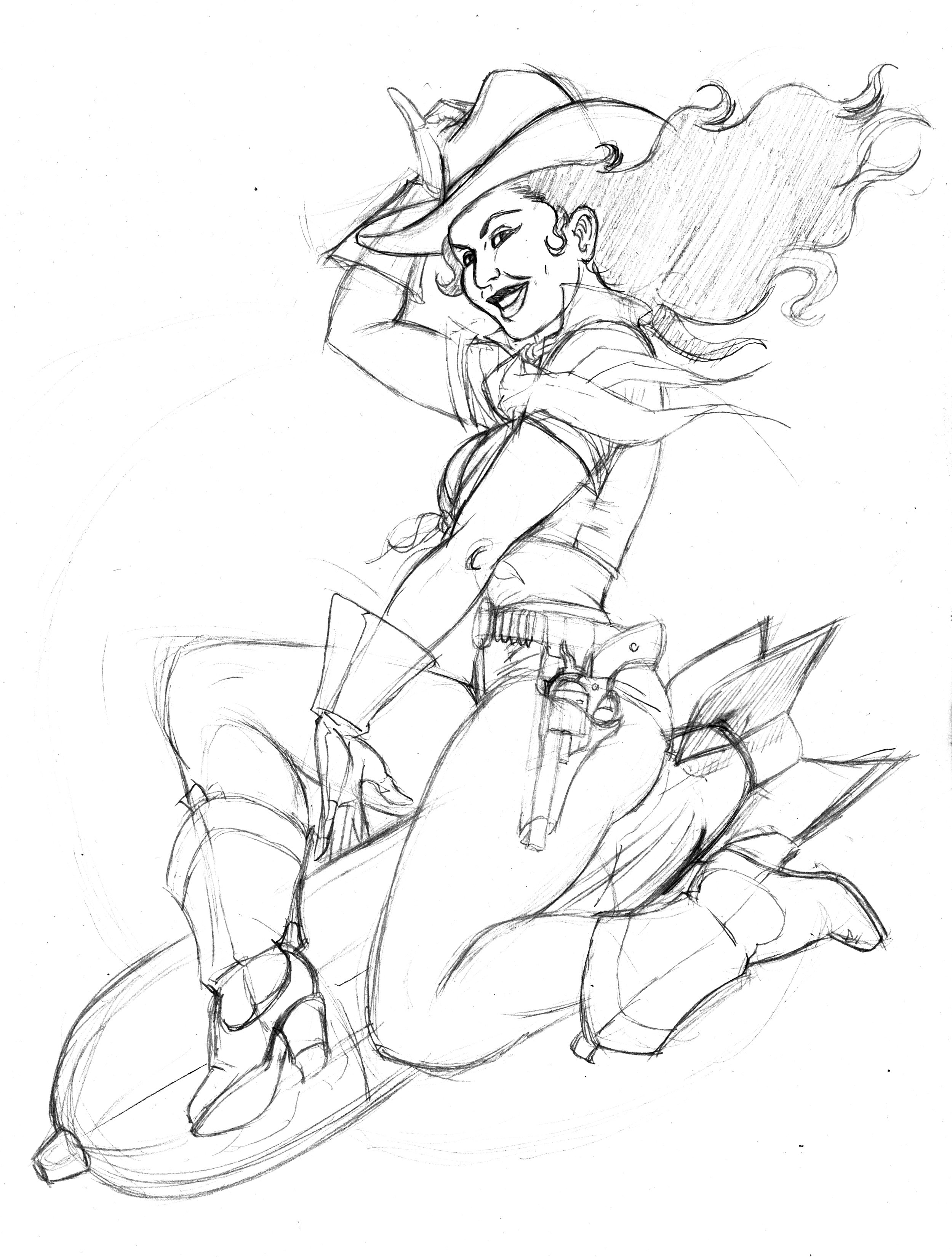 2499x3300 Sketch For Sale Atomic Cowgirl Positive Ape Index - Cowgirl Sketch