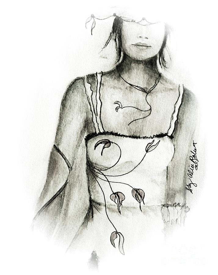 714x900 The Sketch Of Cowgirl Alice Mixed Media By Sherry Alice Roberts - Cowgirl Sketch