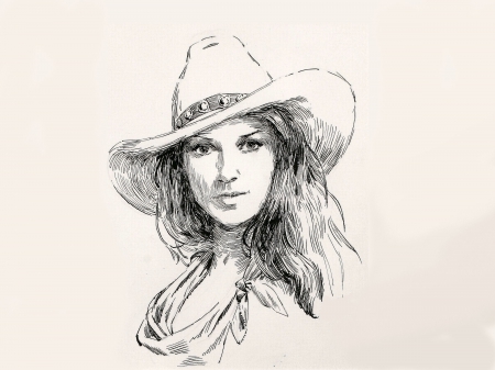 450x337 Cowgirl Sketch - Cowgirl Sketch