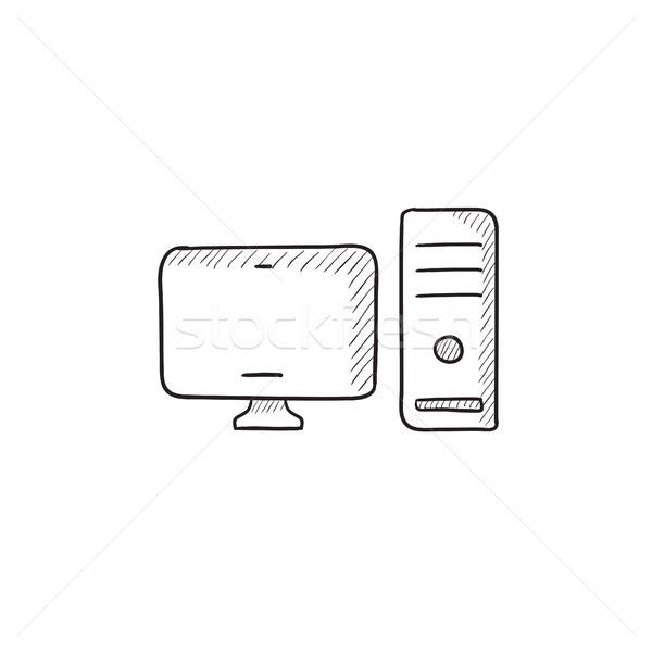600x600 Monitor Stock Vectors, Illustrations And Cliparts - Cpu Sketch