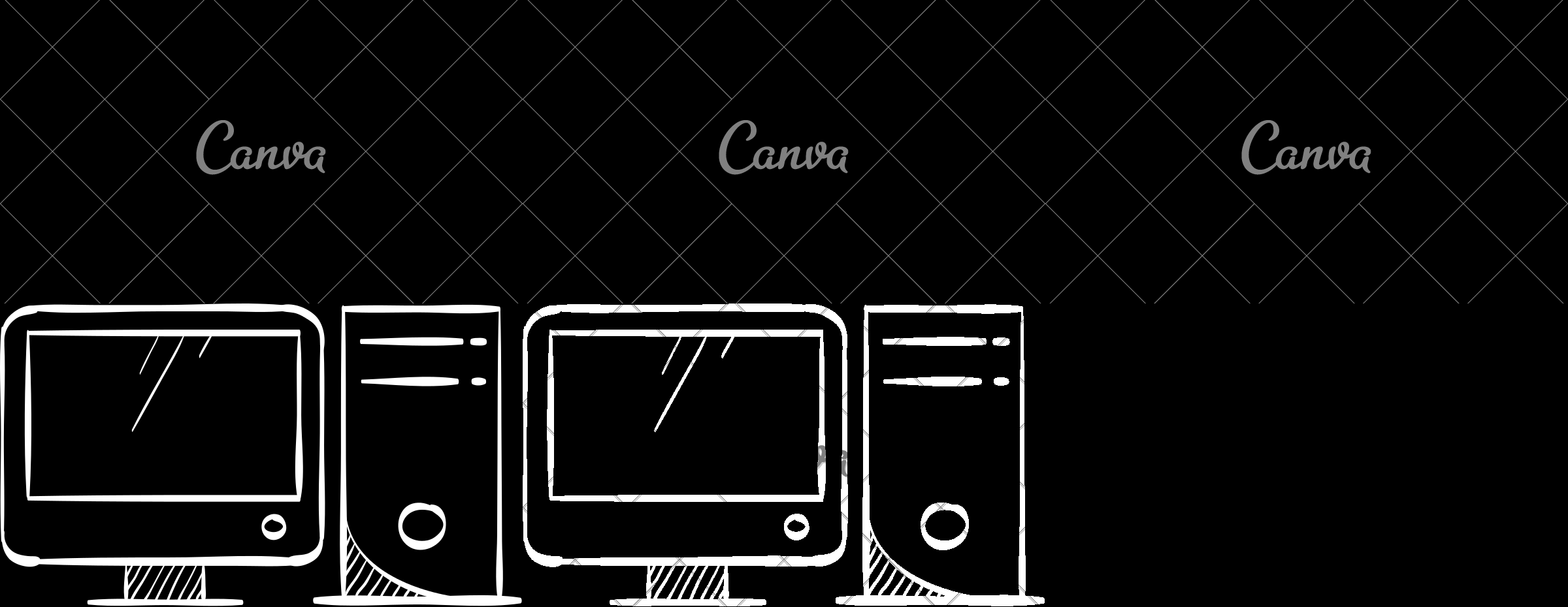 2400x930 Sketch Icon Of Monitor And Cpu - Cpu Sketch