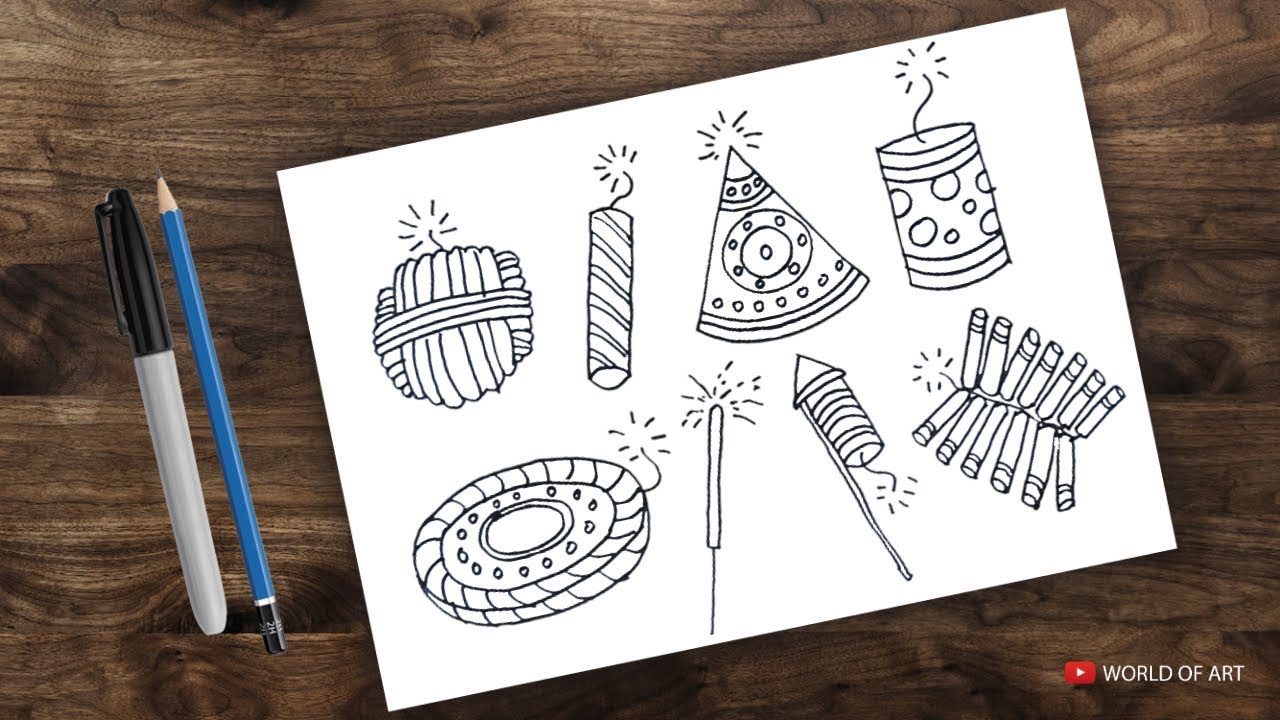 1280x720 How To Draw Diwali Crackers Easy - Crackers Sketch